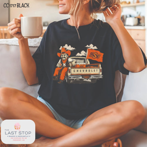 OSU Cowboys tailgate truck graphic tee in black